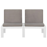 NNEVL 2 Piece Garden Lounge Set with Cushions Plastic White