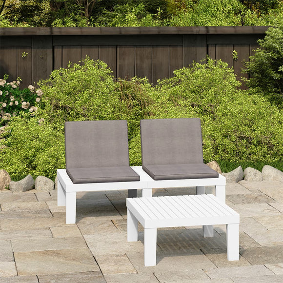NNEVL 2 Piece Garden Lounge Set with Cushions Plastic White