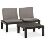 NNEVL 2 Piece Garden Lounge Set with Cushions Plastic Grey