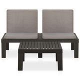 NNEVL 2 Piece Garden Lounge Set with Cushions Plastic Grey