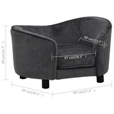 NNEVL Dog Sofa Dark Grey 69x49x40 cm Plush