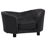 NNEVL Dog Sofa Black 69x49x40 cm Plush and Faux Leather