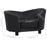 NNEVL Dog Sofa Black 69x49x40 cm Plush and Faux Leather