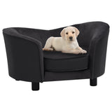 NNEVL Dog Sofa Black 69x49x40 cm Plush and Faux Leather