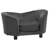 NNEVL Dog Sofa Dark Grey 69x49x40 cm Plush and Faux Leather