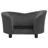 NNEVL Dog Sofa Dark Grey 69x49x40 cm Plush and Faux Leather