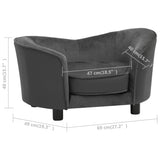 NNEVL Dog Sofa Dark Grey 69x49x40 cm Plush and Faux Leather