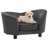 NNEVL Dog Sofa Dark Grey 69x49x40 cm Plush and Faux Leather