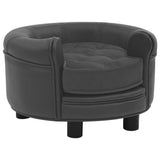 NNEVL Dog Sofa Dark Grey 48x48x32 cm Plush and Faux Leather