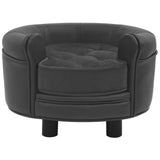 NNEVL Dog Sofa Dark Grey 48x48x32 cm Plush and Faux Leather