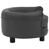 NNEVL Dog Sofa Dark Grey 48x48x32 cm Plush and Faux Leather