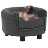 NNEVL Dog Sofa Dark Grey 48x48x32 cm Plush and Faux Leather