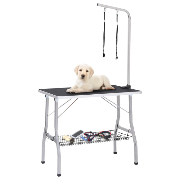NNEVL Adjustable Dog Grooming Table with 2 Loops and Basket