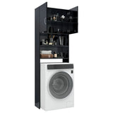 NNEVL Washing Machine Cabinet High Gloss Black 64x25.5x190 cm