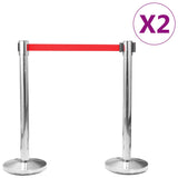 NNEVL Stanchions with Belts 4 pcs Airport Barrier Stainless Steel Silver