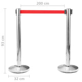 NNEVL Stanchions with Belts 4 pcs Airport Barrier Stainless Steel Silver