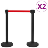 NNEVL Stanchions with Belts 4 pcs Airport Barrier Iron Black