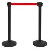 NNEVL Stanchions with Belts 4 pcs Airport Barrier Iron Black