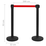 NNEVL Stanchions with Belts 4 pcs Airport Barrier Iron Black