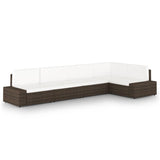 NNEVL 5 Piece Garden Lounge Set with Cushions Brown Poly Rattan