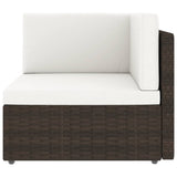 NNEVL 5 Piece Garden Lounge Set with Cushions Brown Poly Rattan