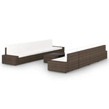 NNEVL 9 Piece Garden Lounge Set with Cushions Brown Poly Rattan