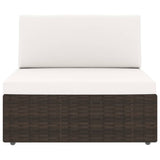 NNEVL 9 Piece Garden Lounge Set with Cushions Brown Poly Rattan