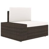 NNEVL 9 Piece Garden Lounge Set with Cushions Brown Poly Rattan