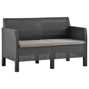 NNEVL 2-Seater Garden Sofa with Cushions Anthracite PP Rattan