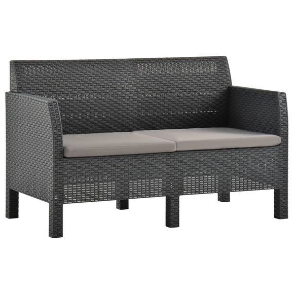 NNEVL 2-Seater Garden Sofa with Cushions Anthracite PP Rattan