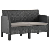 NNEVL 2-Seater Garden Sofa with Cushions Anthracite PP Rattan
