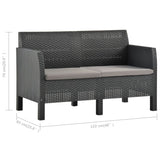 NNEVL 2-Seater Garden Sofa with Cushions Anthracite PP Rattan