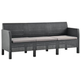 NNEVL 3-Seater Garden Sofa with Cushions Anthracite PP Rattan