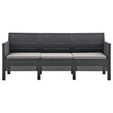 NNEVL 3-Seater Garden Sofa with Cushions Anthracite PP Rattan