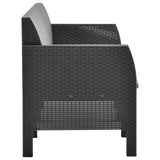 NNEVL 3-Seater Garden Sofa with Cushions Anthracite PP Rattan