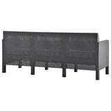 NNEVL 3-Seater Garden Sofa with Cushions Anthracite PP Rattan