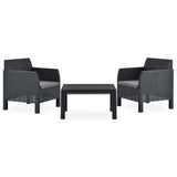 NNEVL 3 Piece Garden Lounge Set with Cushions PP Rattan Anthracite