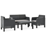 NNEVL 4 Piece Garden Lounge Set with Cushions PP Rattan Anthracite