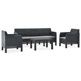 NNEVL 4 Piece Garden Lounge Set with Cushions PP Rattan Anthracite