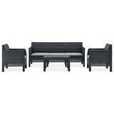 NNEVL 4 Piece Garden Lounge Set with Cushions PP Rattan Anthracite