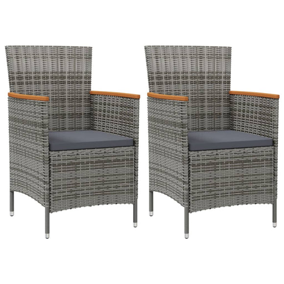NNEVL Garden Dining Chairs 2 pcs Poly Rattan Grey