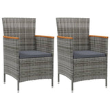 NNEVL Garden Dining Chairs 2 pcs Poly Rattan Grey