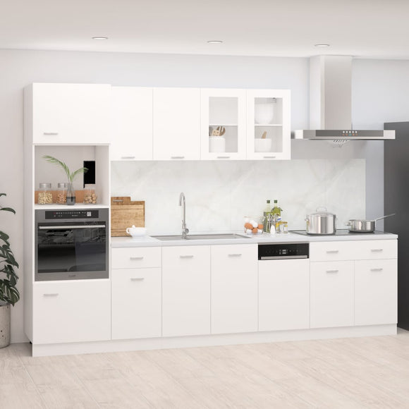 NNEVL 7 Piece Kitchen Cabinet Set White Chipboard