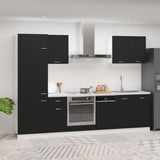 NNEVL 7 Piece Kitchen Cabinet Set Black Engineered Wood
