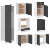 NNEVL 7 Piece Kitchen Cabinet Set Grey Engineered Wood