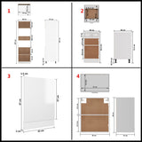 NNEVL 7 Piece Kitchen Cabinet Set High Gloss White Engineered Wood