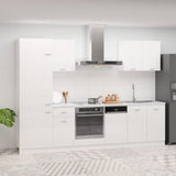 NNEVL 7 Piece Kitchen Cabinet Set High Gloss White Engineered Wood