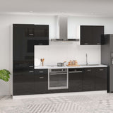 NNEVL 7 Piece Kitchen Cabinet Set High Gloss Black Engineered Wood