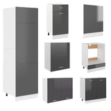NNEVL 7 Piece Kitchen Cabinet Set High Gloss Grey Engineered Wood