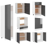 NNEVL 7 Piece Kitchen Cabinet Set High Gloss Grey Engineered Wood